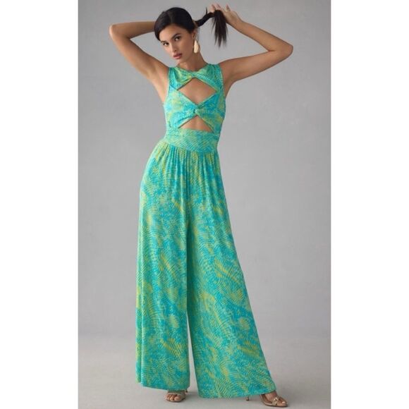 Plenty by Tracy Reese Twist Jumpsuit in Blue Rattlesnake Size M / NWT - Picture 1 of 3